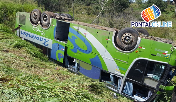 Ônibus com trabalhadores rurais tomba na BR-497