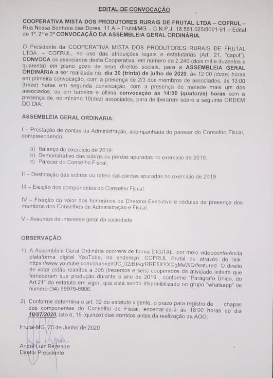 EDITAL DE CONVOCAO