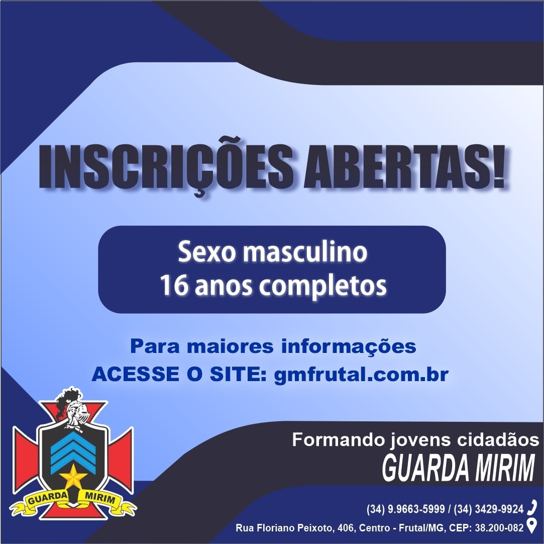 ESTÃO ABERTAS AS INSCRIÇÕES PARA A GUARDA MIRIM