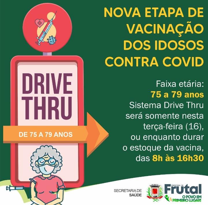 IDOSOS DE 75 A 79 ANOS SERÃO VACINADOS CONTRA A COVID A PARTIR DESTA TERÇA-FEIRA (16)