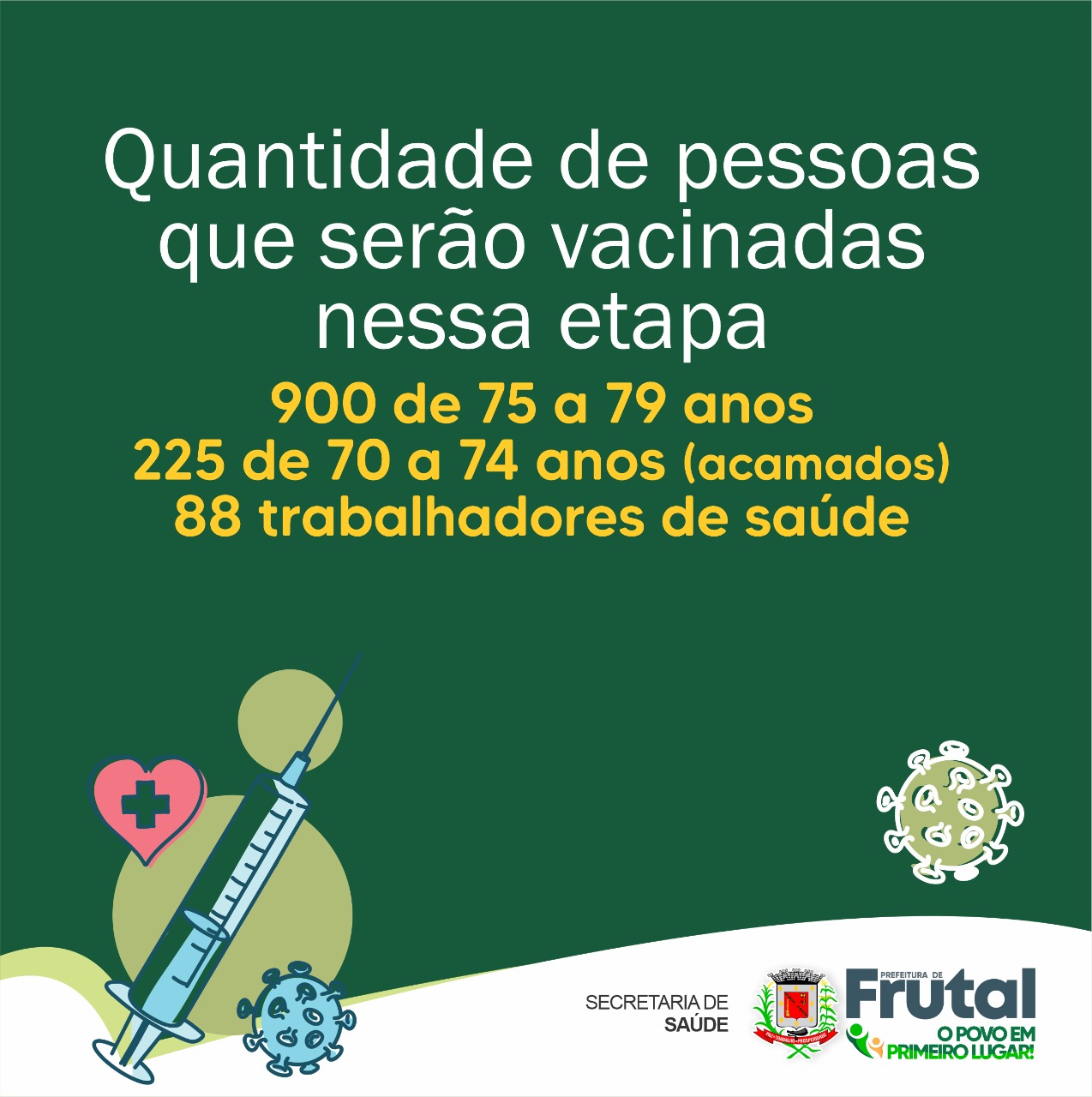 SAÚDE DE FRUTAL VAI REALIZAR NOVA ETAPA DE VACINAÇÃO CONTRA O CORONAVÍRUS