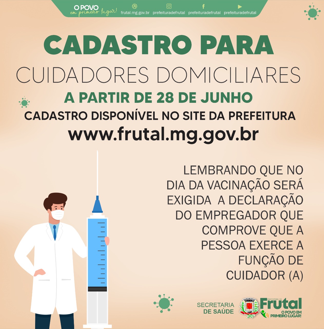 NOVO CADASTRO DE VACINAÇÃO PARA CUIDADORES DOMICILIARES