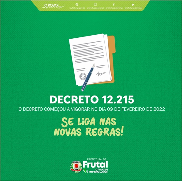 PREFEITURA DE FRUTAL PUBLICA NOVO DECRETO