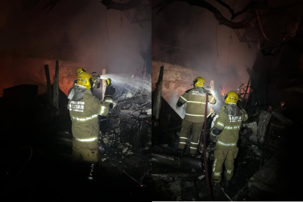 INCÊNDIO EM LIXO ATINGE RESIDÊNCIA NO BAIRRO XV DE NOVEMBRO, EM FRUTAL