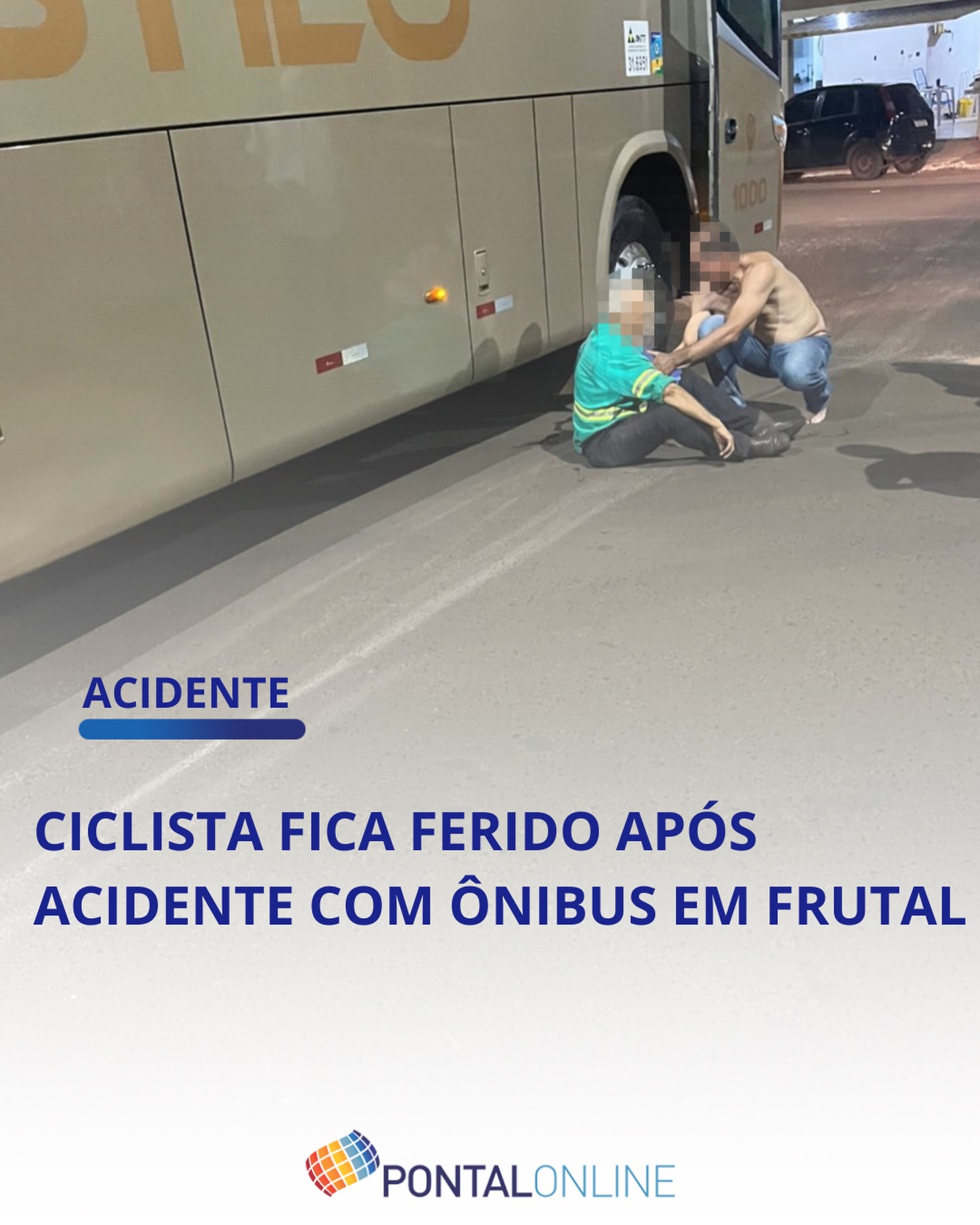 CORPO DE BOMBEIROS MILITAR DE MINAS GERAIS ATENDE ACIDENTE ENTRE ÔNIBUS E CICLISTA EM FRUTAL; VÍTIMA SOFRE FERIMENTO GRAVE NO BRAÇO
