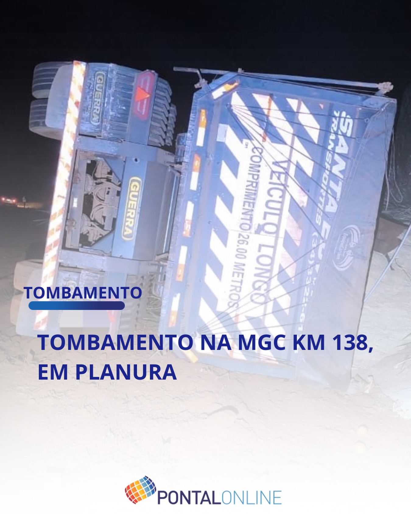 TOMBAMENTO É REGISTRADO NA MGC-138 EM PLANURA SEM VÍTIMAS