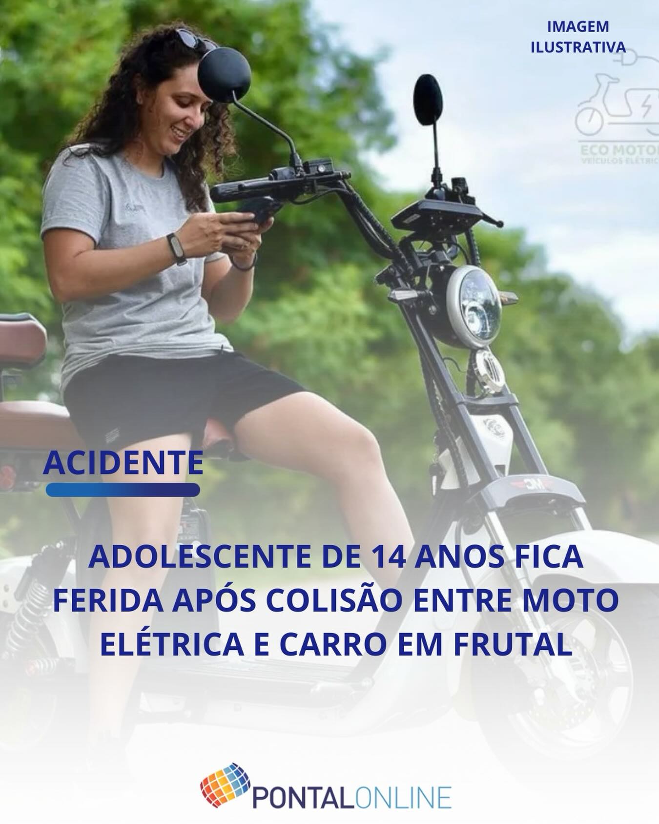 ADOLESCENTE FICA FERIDA APÓS ACIDENTE ENTRE MOTO ELÉTRICA E CARRO EM FRUTAL