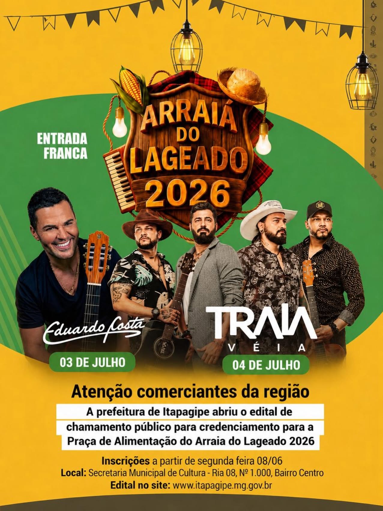 PREFEITURA DE ITAPAGIPE ABRE CREDENCIAMENTO PARA COMERCIANTES NO ARRAIÁ DO LAGEADO 2026