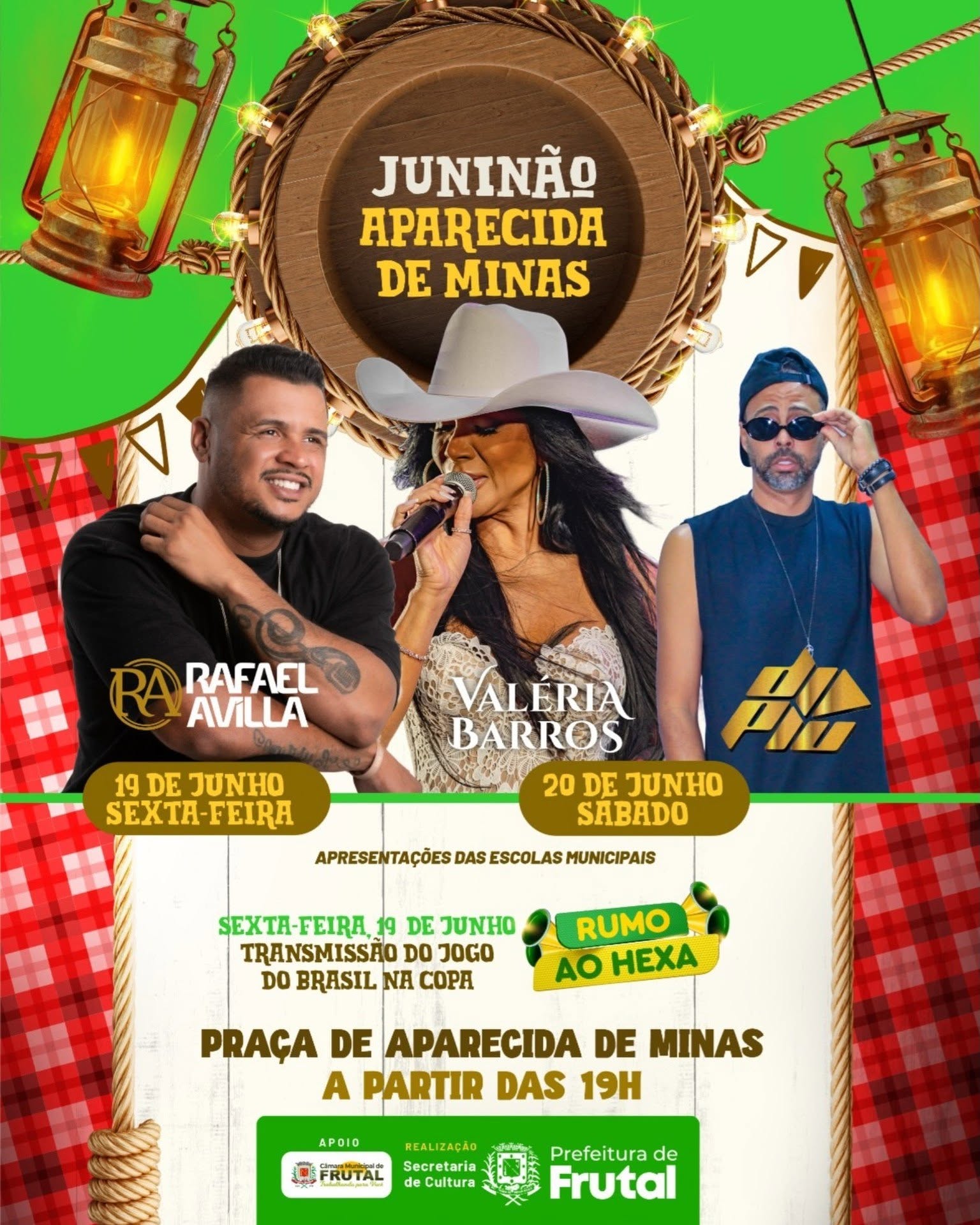JUNINÃO DE APARECIDA DE MINAS TERÁ SHOWS, QUADRILHAS E TRANSMISSÃO DO JOGO DO BRASIL