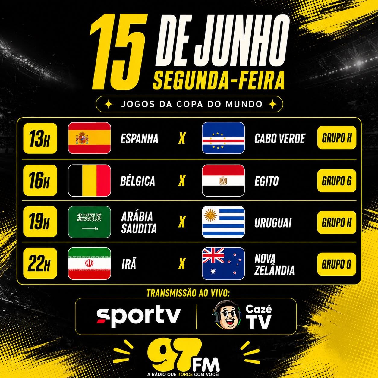 COPA DO MUNDO 2026: CONFIRA OS JOGOS DESTA SEGUNDA-FEIRA (15)