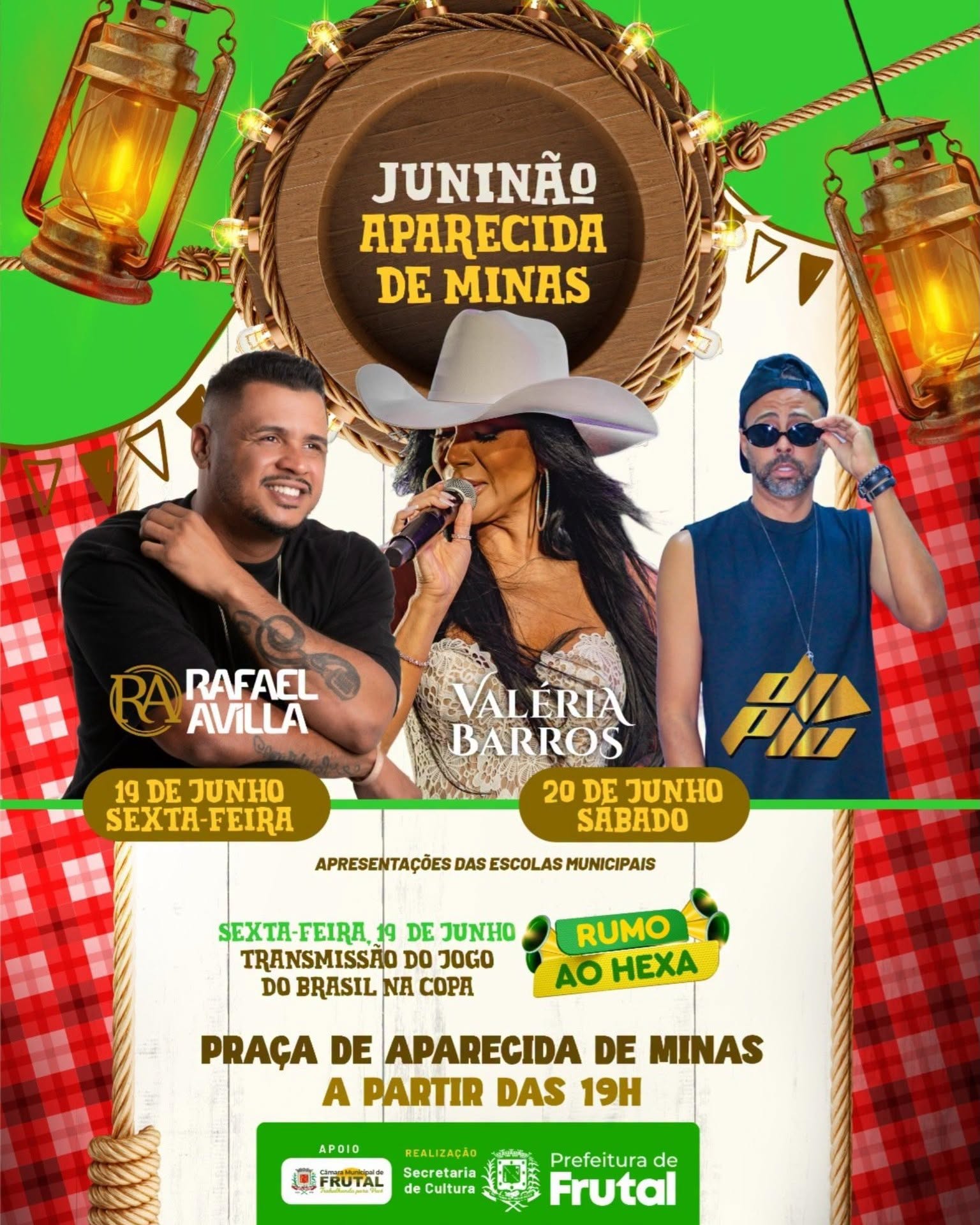 JUNINÃO DE APARECIDA DE MINAS TERÁ SHOWS, QUADRILHAS E TRANSMISSÃO DO JOGO DO BRASIL