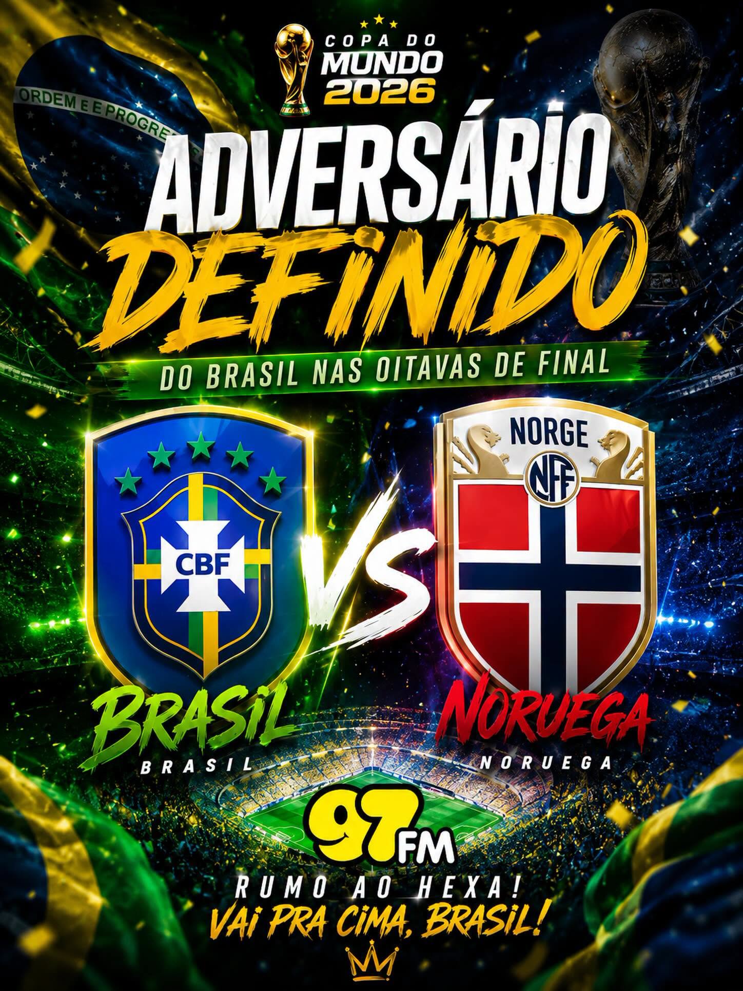 BRASIL ENFRENTA A NORUEGA NESTE DOMINGO PELAS OITAVAS DE FINAL DA COPA DO MUNDO 2026